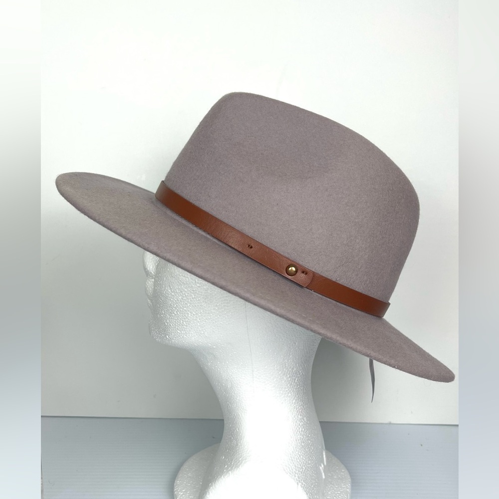 Free People 100% Wool Felt Wide Brim Fedora Western Boho One Size Dusty Purple